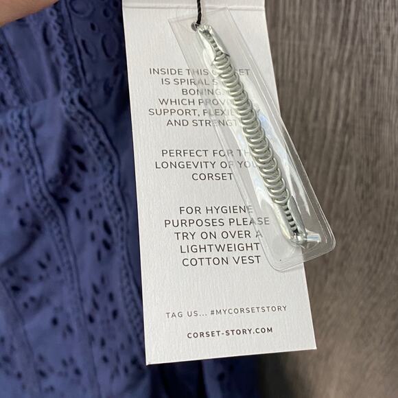 NWT Corset Story VERONICA SUMMER NAVY BRODERIE ANGLAISE COTTON CORSET DRESS US 6 - Picture 5 of 14